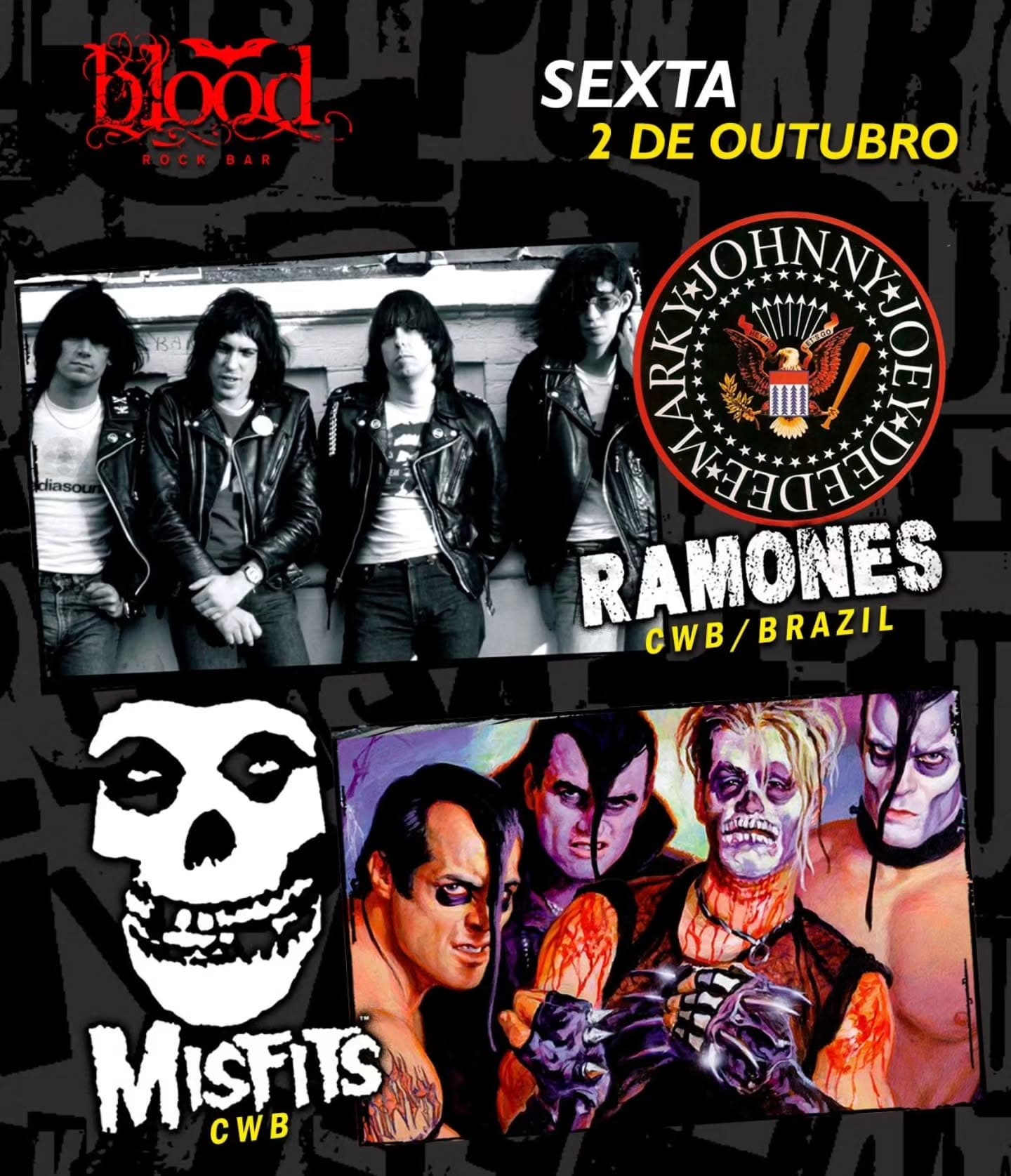 Divulgação de Misfits CWB e Ramones Brazil