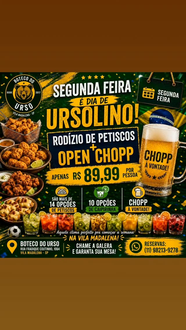 🔥 SEGUNDA-FEIRA É DIA DE URSOLINO! 🐻🍻