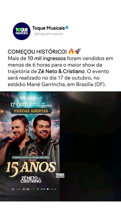 Divulgação de 15 Anos Zé Neto & Cristiano