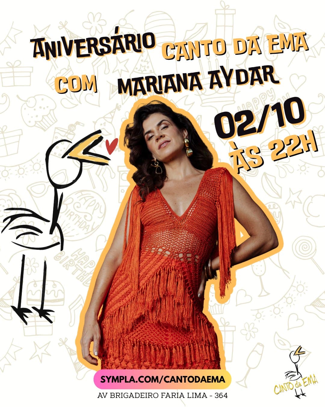 Divulgação de Aniversário do Canto da Ema com Mariana Aydar