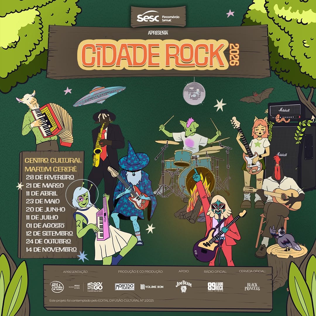 Divulgação de Vai começar a temporada 2026 do #CidadeRock! Dia 28 rola a primeira edição da nossa agenda de shows 