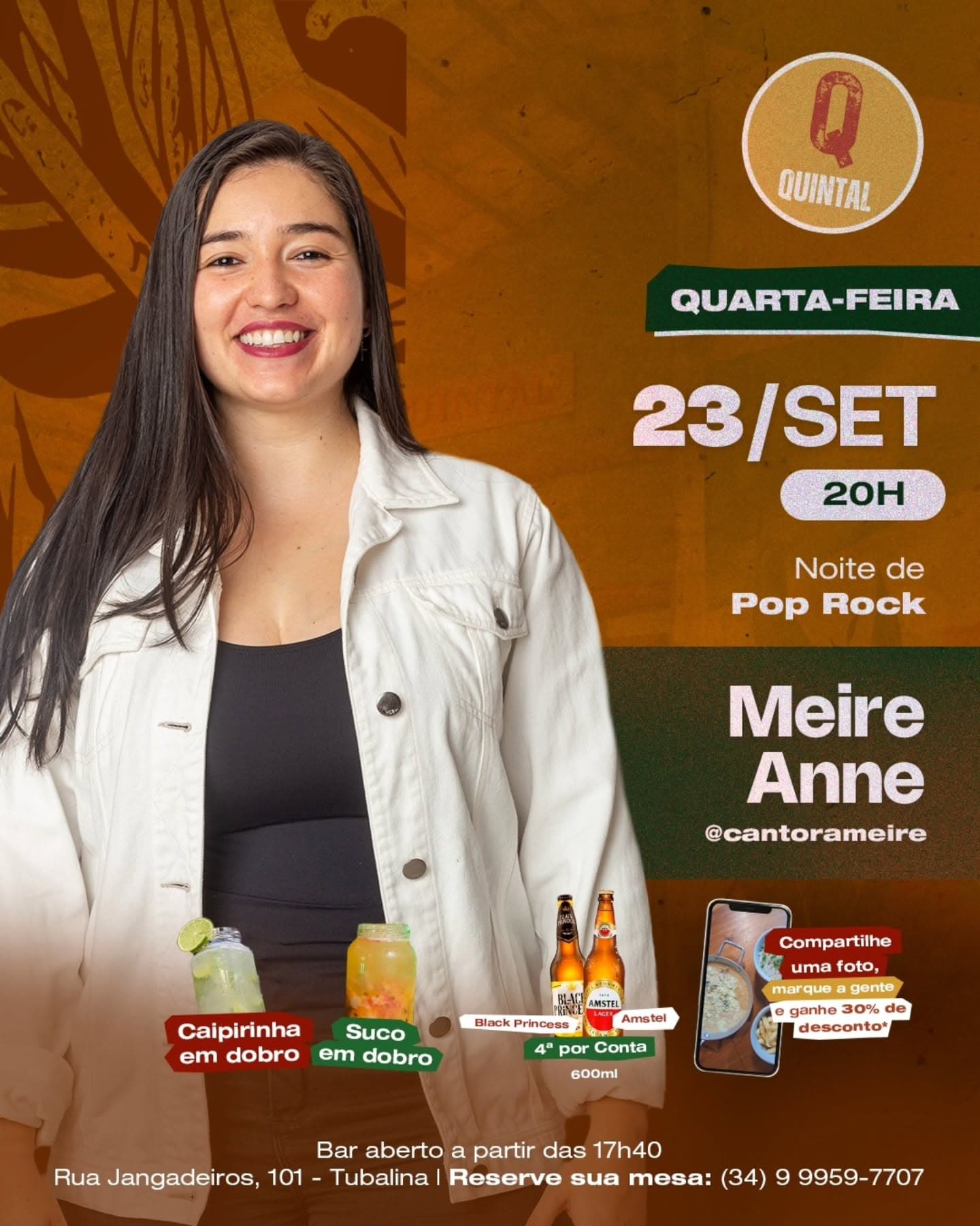 Divulgação de Noite de Pop Rock com Meire Anne