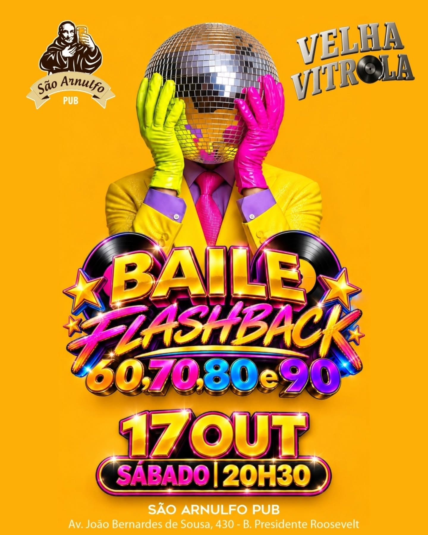 Divulgação de Baile Flashback — 60, 70, 80 e 90
