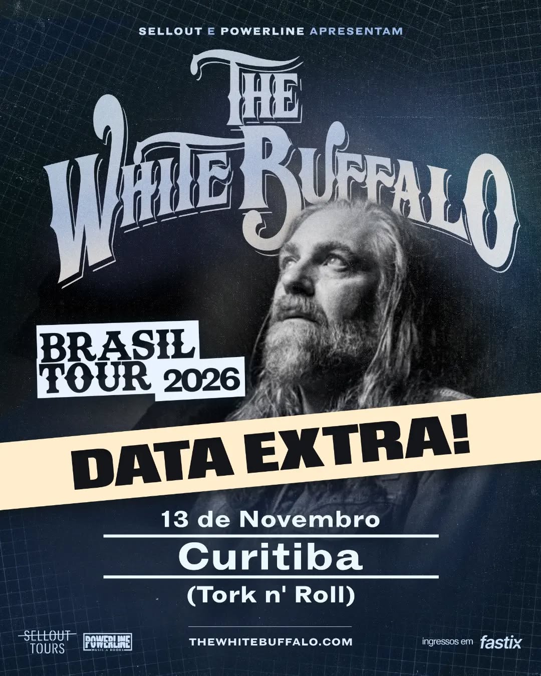 Divulgação de ‼️DATA EXTRA THE WHITE BUFFALO NO TORK 13.11 SEXTA Garanta seu ingresso antecipado LINK NA BIO