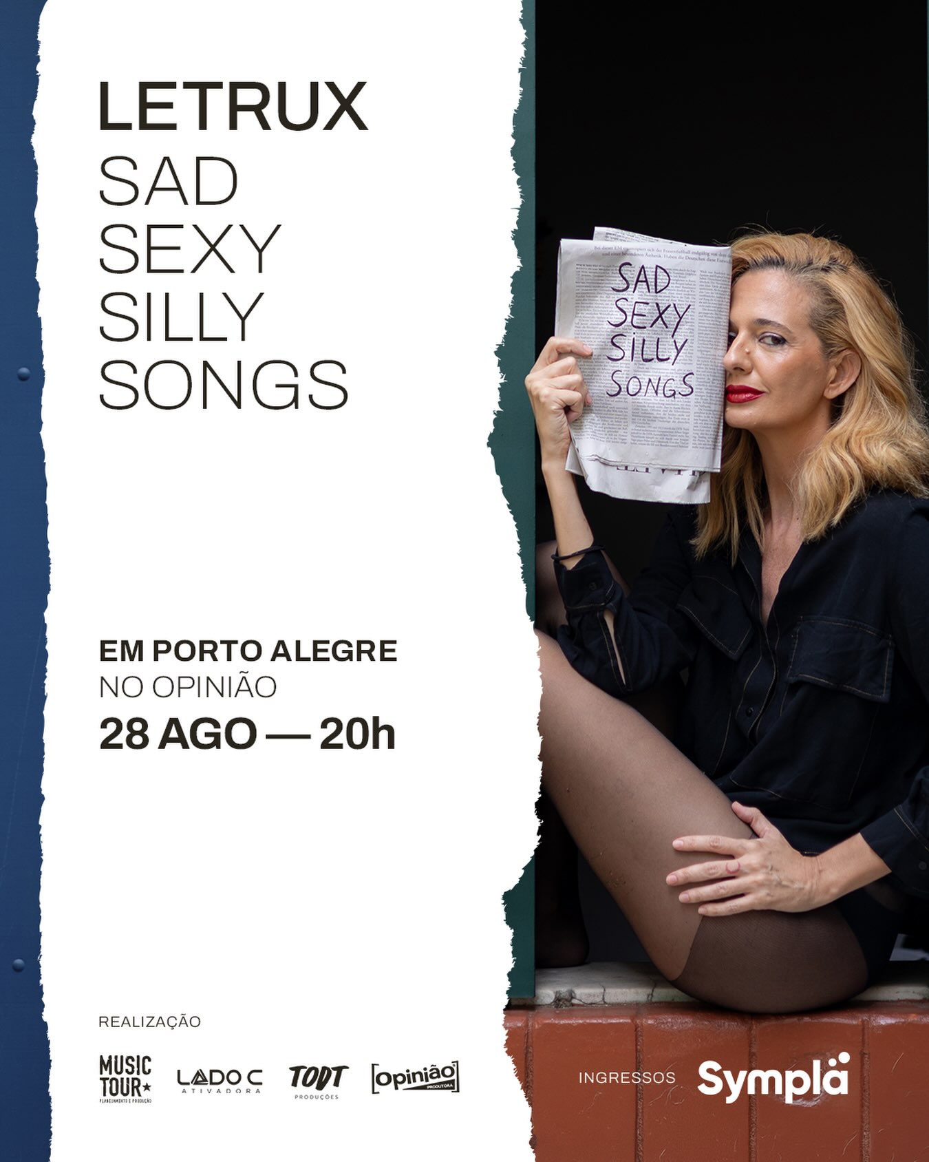 Divulgação de Letrux em Porto Alegre com o show de “SadSexySillySongs”