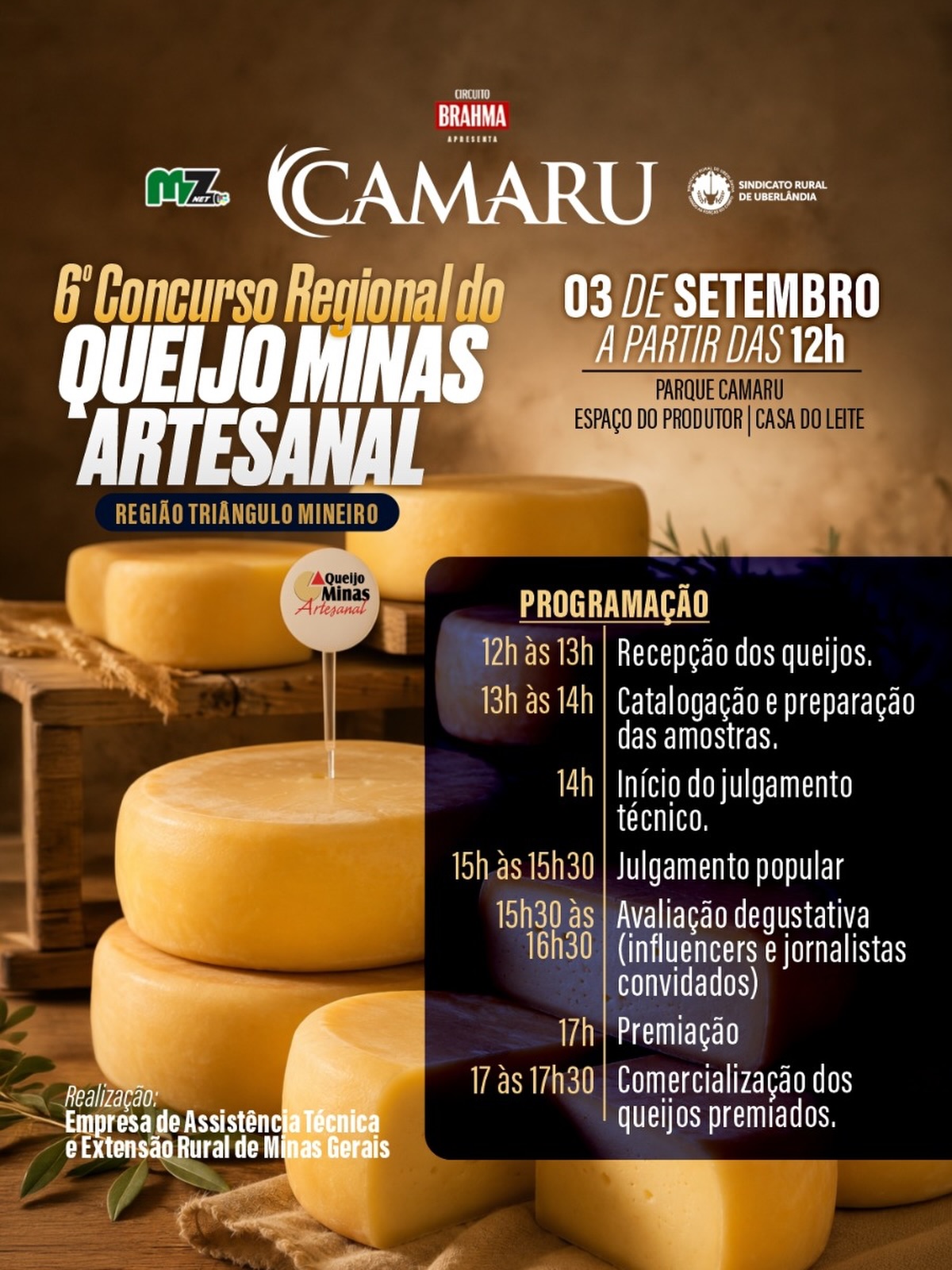 Divulgação de 6º Concurso Regional do Queijo Minas Artesanal