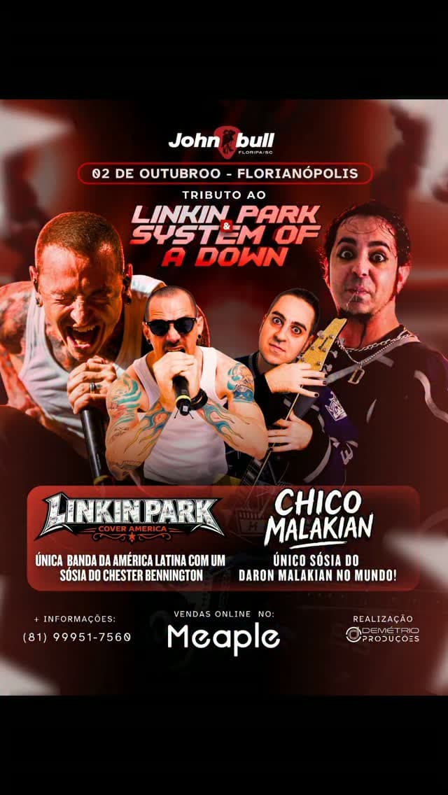Divulgação de Tributo ao Linkin Park & System of a Down