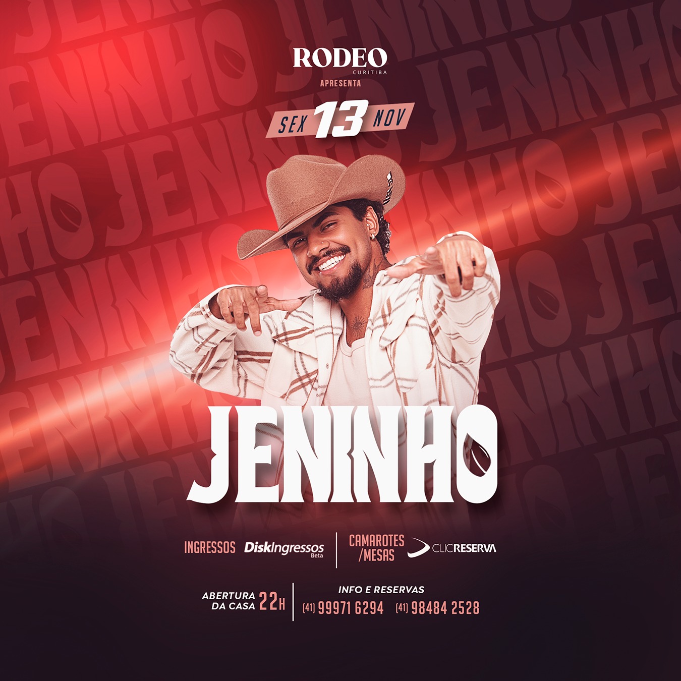 Divulgação de Jeninho ao vivo na Rodeo Curitiba